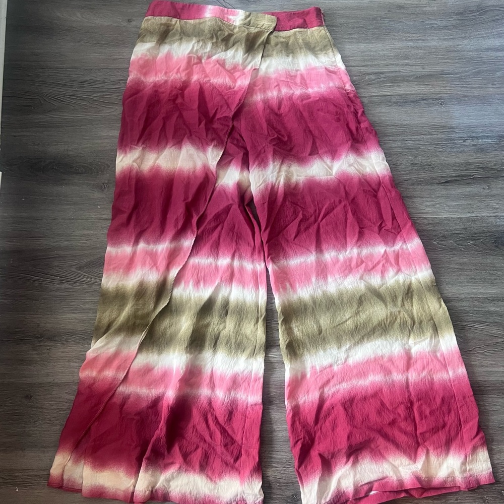 Zara Pink and Olive Tie-Dye Pants